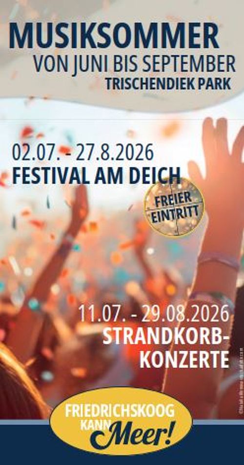 Flyer Musiksommer Friedrichskoog mit Bands und Programm